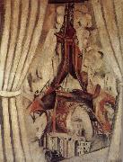 Delaunay, Robert Eiffel Tower  in front of Curtain oil painting artist